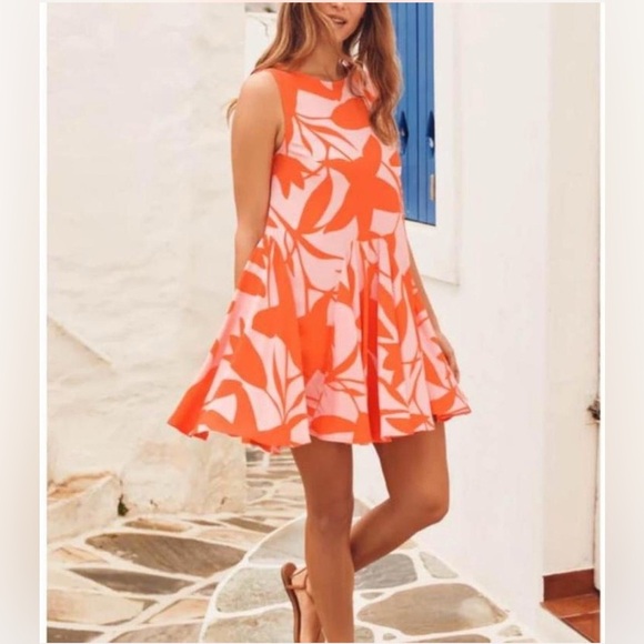 NWT Mister Zimi orange pink sleeveless tiered dress size 6 - Picture 1 of 4